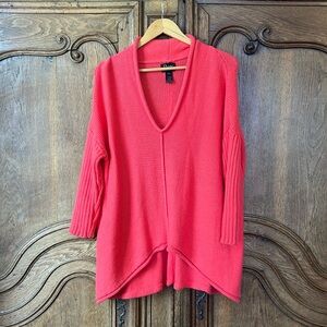 Anthropology PURE HANDKNIT Chunky V-Neck High Low Sweater